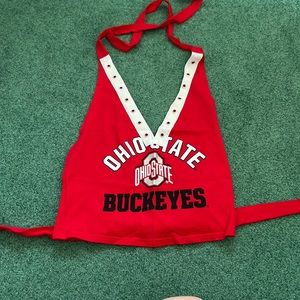 Pink Ohio State red tie halter top size small
